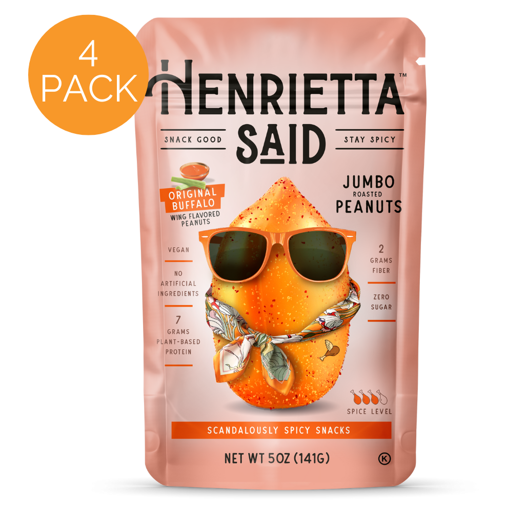 Henrietta Said  – Original Buffalo Flavored Peanuts, 4 pack, 5oz each Resealable Bags