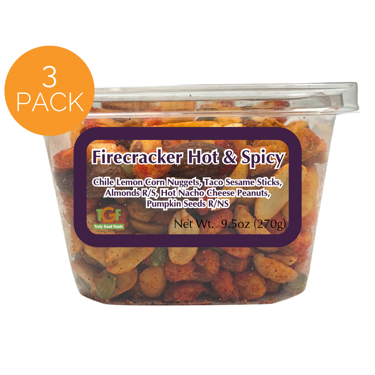 Firecracker Hot & Spicy Snack Mix – 3 pack, 9.5oz cubes – Truly