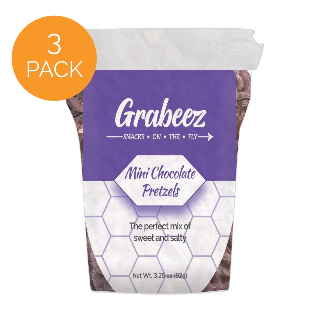 Mini Chocolate Pretzels – 3 pack, 3.25oz each Grabeez® Snack Cups
