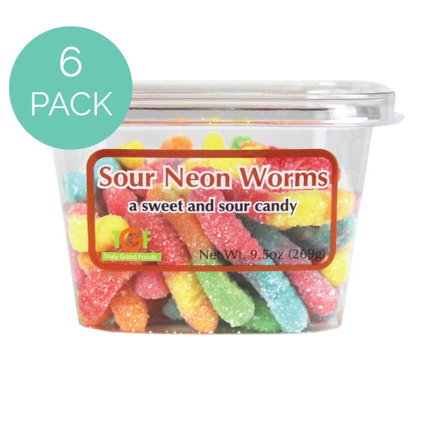 Sour Neon Worms – 6 pack, 9.5oz cubes
