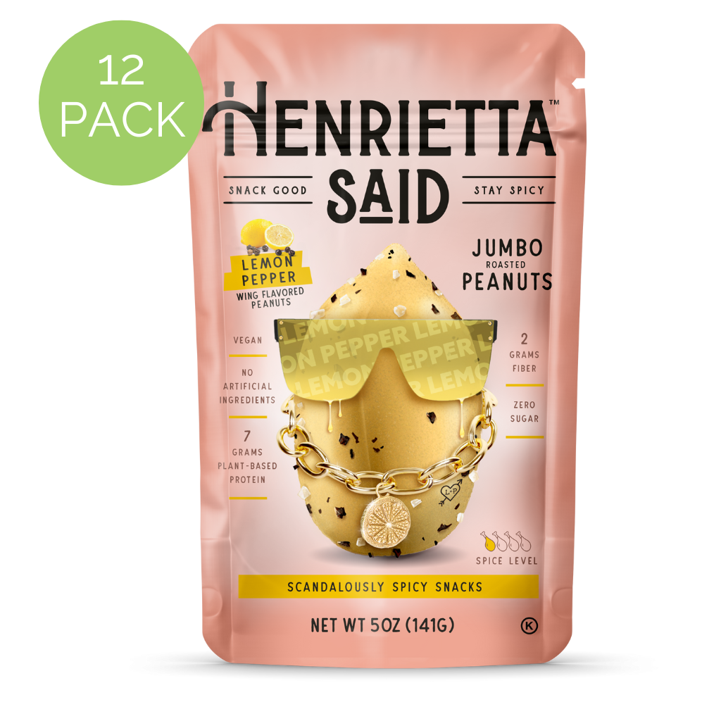 Henrietta Said  – Lemon Pepper Flavored Peanuts 12 pack, 5oz each Resealable Bags