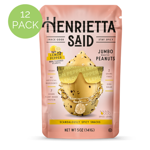 Henrietta Said  – Lemon Pepper Flavored Peanuts 12 pack, 5oz each Resealable Bags