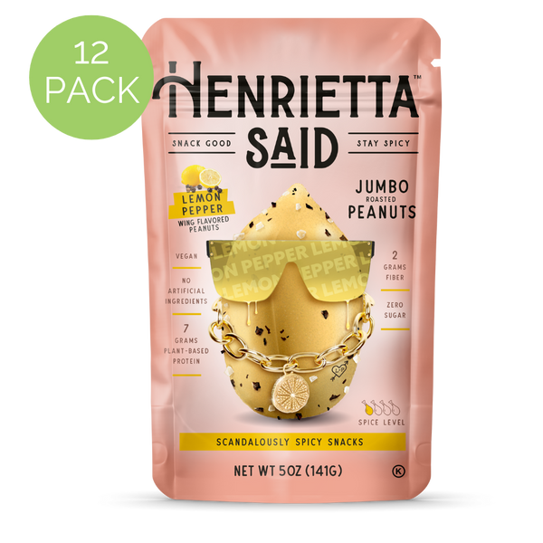 Henrietta Said  – Lemon Pepper Flavored Peanuts 12 pack, 5oz each Resealable Bags