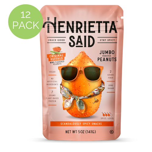 Henrietta Said  – Original Buffalo Flavored Peanuts, 12 pack, 5oz each Resealable Bags