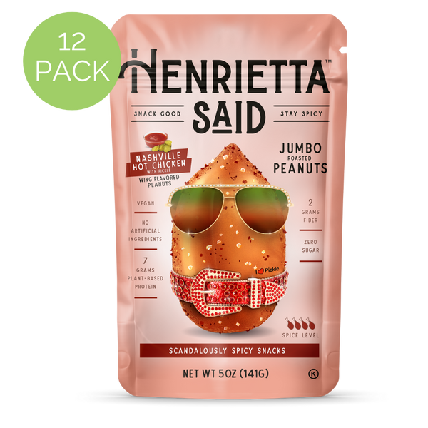 Henrietta Said  – Nashville Hot Chicken Flavored Peanuts, 12 pack, 5oz each Resealable Bags