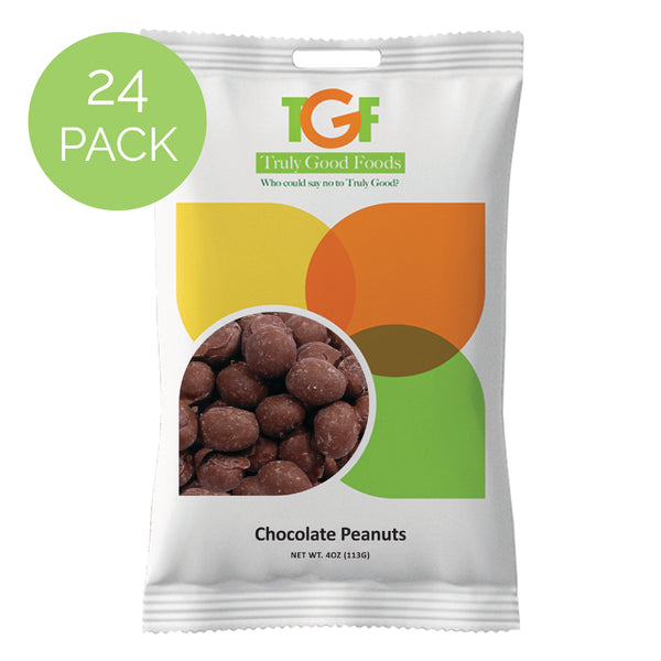 Chocolate Peanuts – 24 pack, 4oz snack bags