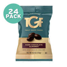 Dark Chocolate Almonds – 24 pack, 4oz snack bags