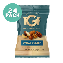 Deluxe Mixed Nuts, Roasted and Salted – 24 pack, 3.5oz snack bags