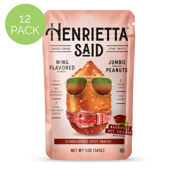 Henrietta Said  – Nashville Hot Chicken Flavored Peanuts, 12 pack, 5oz each Resealable Bags