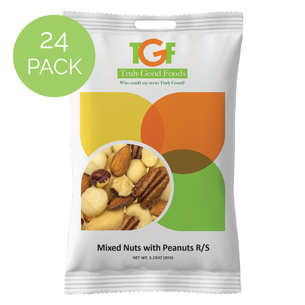 Mixed Nuts with Peanuts, Roasted – 24 pack, 3.25oz snack bags