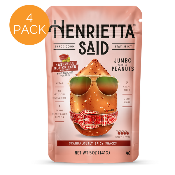 Henrietta Said  – Nashville Hot Chicken Flavored Peanuts, 4 pack, 5oz each Resealable Bags