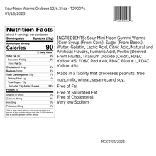 Sour Neon Worms – 3 pack, 6.25oz each Grabeez® Snack Cups