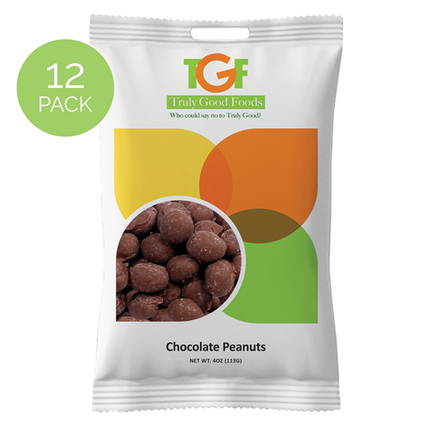 Chocolate Peanuts – 12 pack, 4oz snack bags