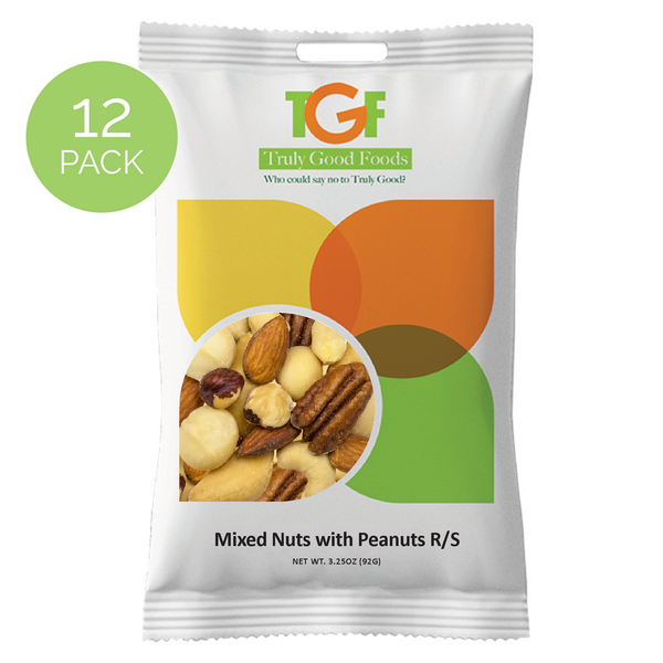 Mixed Nuts with Peanuts, Roasted – 12 pack, 3.25oz snack bags