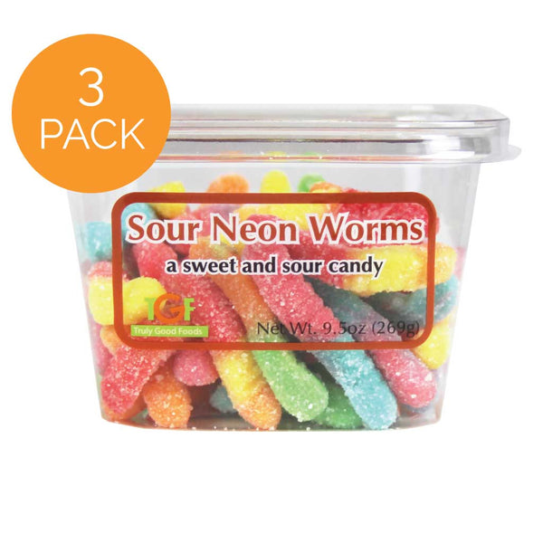 Sour Neon Worms – 3 pack, 9.5oz cubes