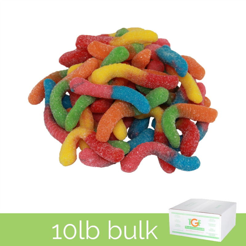 Sour Neon Gummy Worms - 1 Pound Bag Of Tangy Fruit Candy