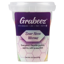 Sour Neon Worms – 3 pack, 6.25oz each Grabeez® Snack Cups